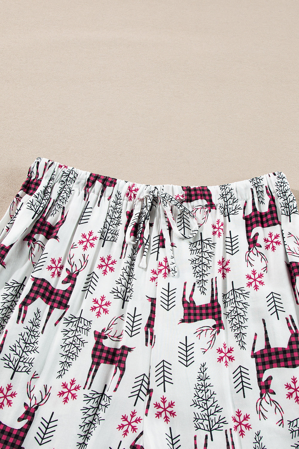 Ensemble pyjama blanc imprimé Noël avec chemise et pantalon