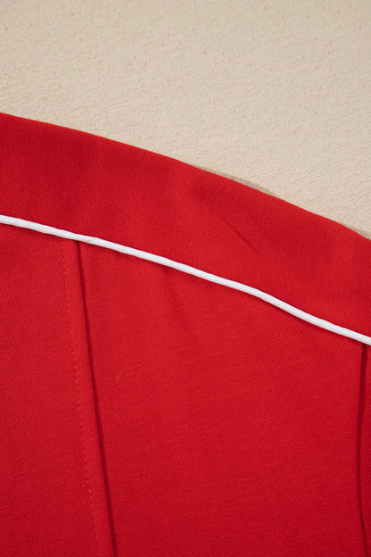 Fiery Red Stand Neck Long Sleeve Regular Fit Sweatshirt