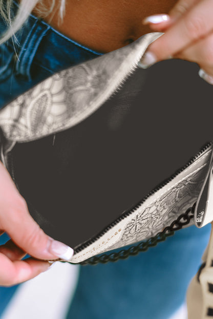 Sac à bandoulière camel colorblock avec chaîne et porte-monnaie 