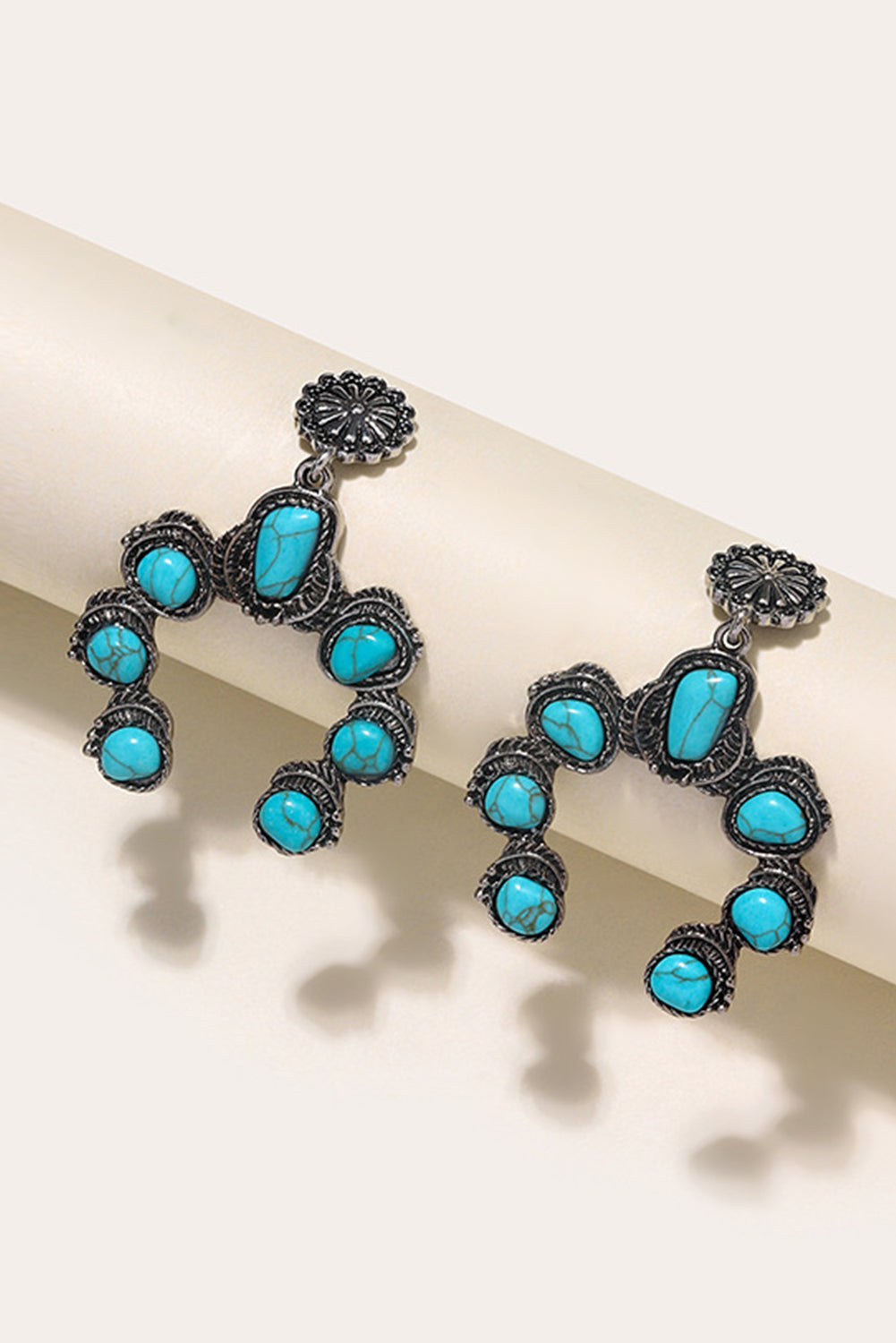 Bright Green Retro Western Turquoise Decor Drop Earring