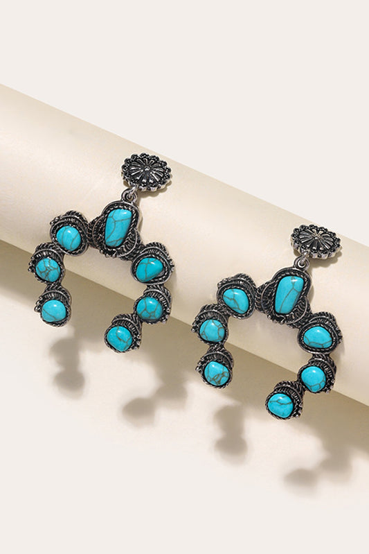 Bright Green Retro Western Turquoise Decor Drop Earring