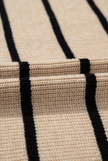 Cardigan ouvert à rayures noires et col châle avec poches