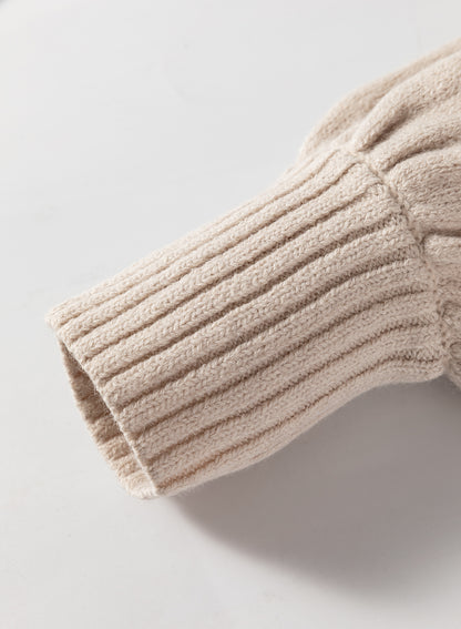 Cardigan long en maille beige ouvert sur le devant avec poches latérales