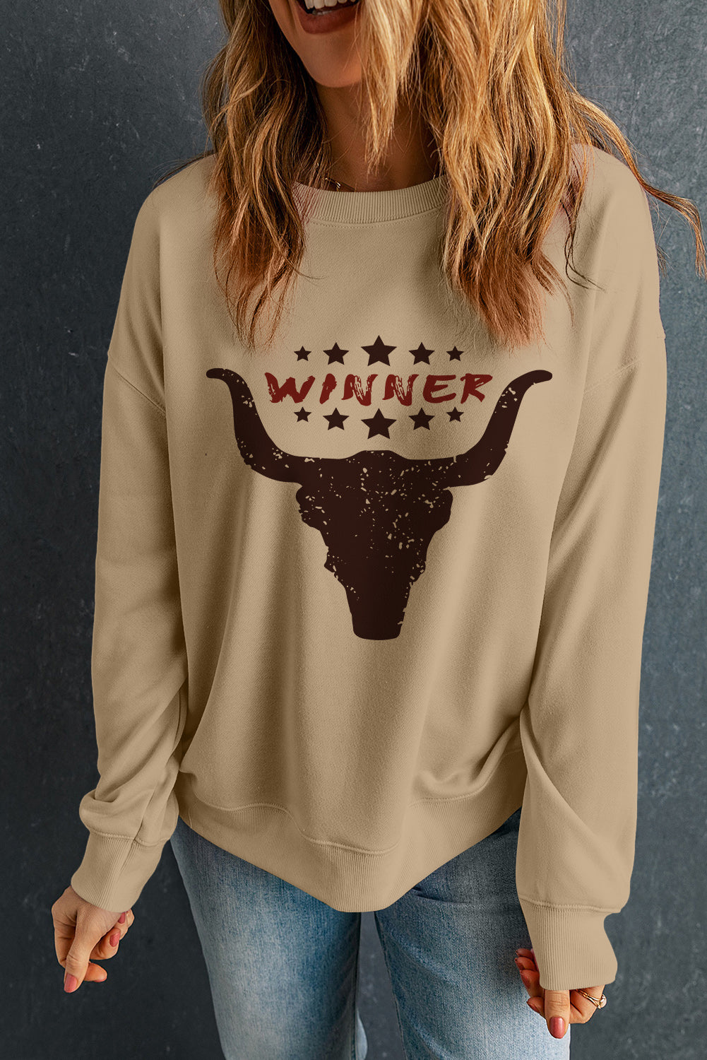 Sweat-shirt graphique kaki WINNER Steer Head
