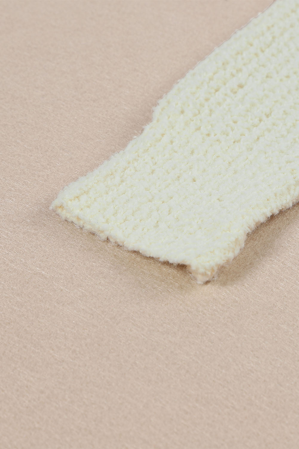 Apricot Cropped V Neck Fuzzy Sweater