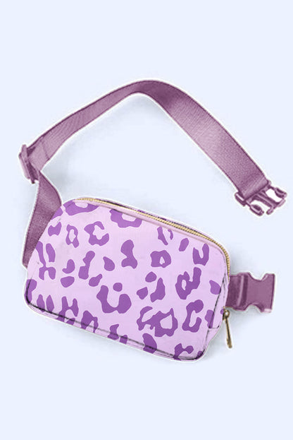 Leopard Print Buckle Canvas Chest Bag 20*5*14cm