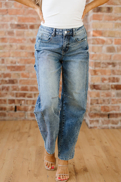 Dusk Blue Vintage Washed Seam Detail Shift Jeans