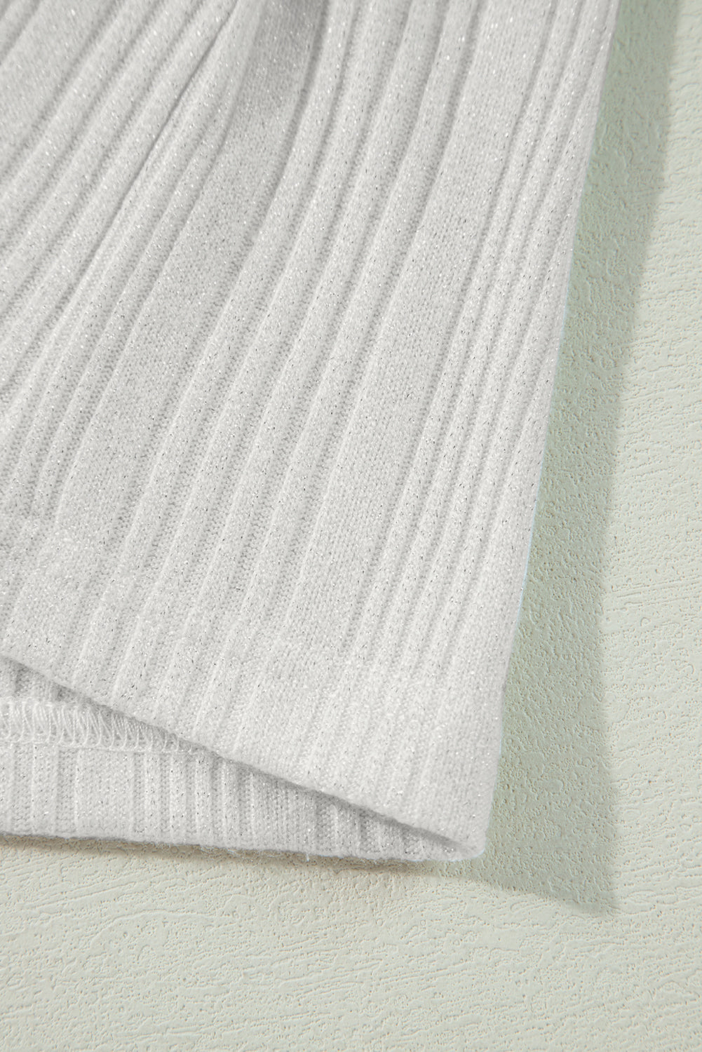 Cardigan tunique boutonné côtelé blanc uni