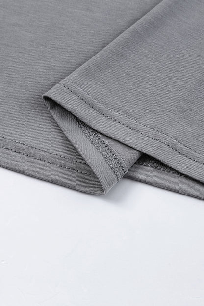 T-shirt uni à manches courtes et volants superposés 