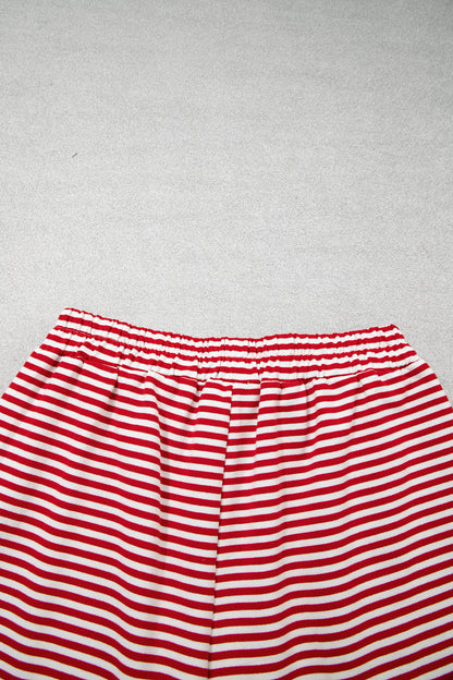 Pink Stripe Oversize Mock Neck Sweatshirt and Shorts Set