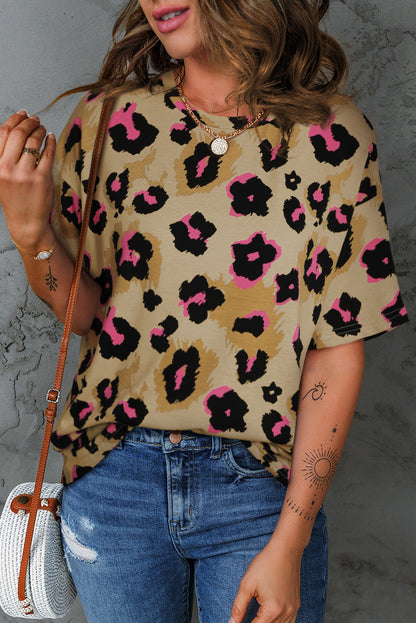T-shirt ample imprimé léopard boyfriend 