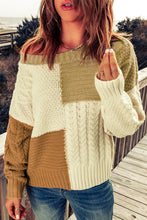 Multicolor Crew Neck Contrast Color Block Sweater