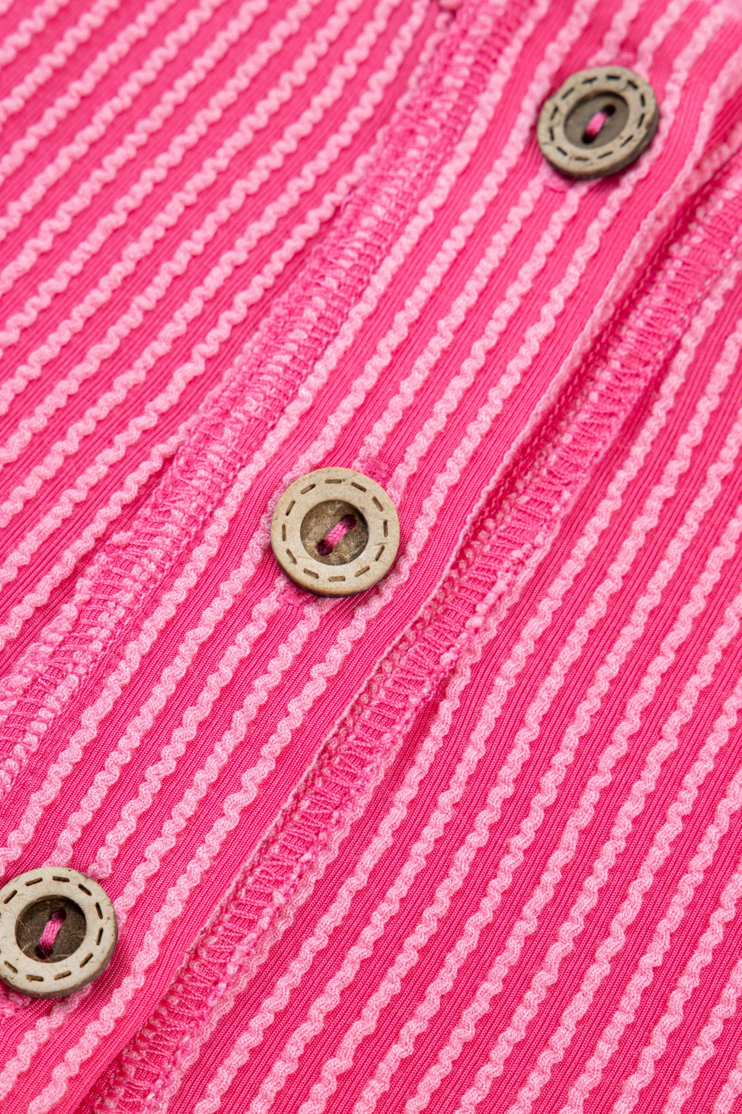 Bright Pink Plus Size Twisted Rib Color Block Patchwork Short Sleeve Henley Top