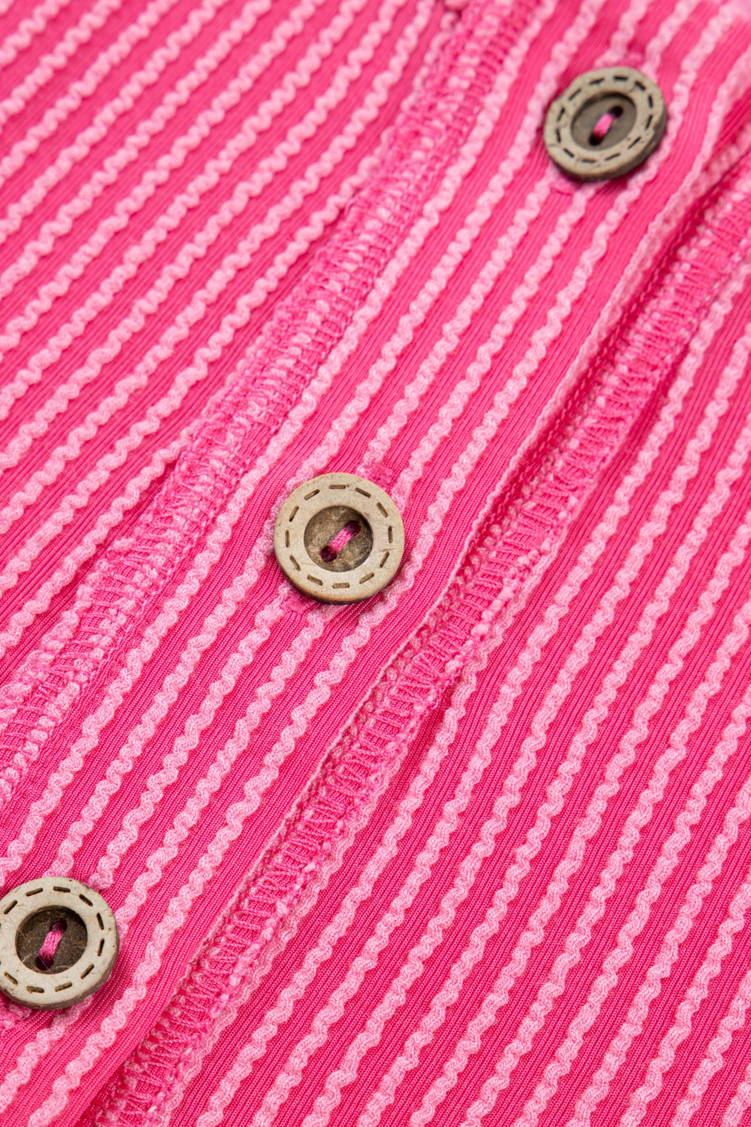 Bright Pink Plus Size Twisted Rib Color Block Patchwork Short Sleeve Henley Top