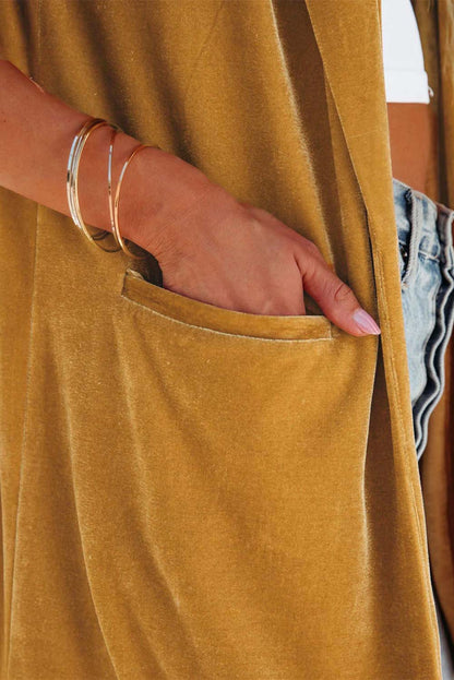 Blazer casual de terciopelo con bolsillos 