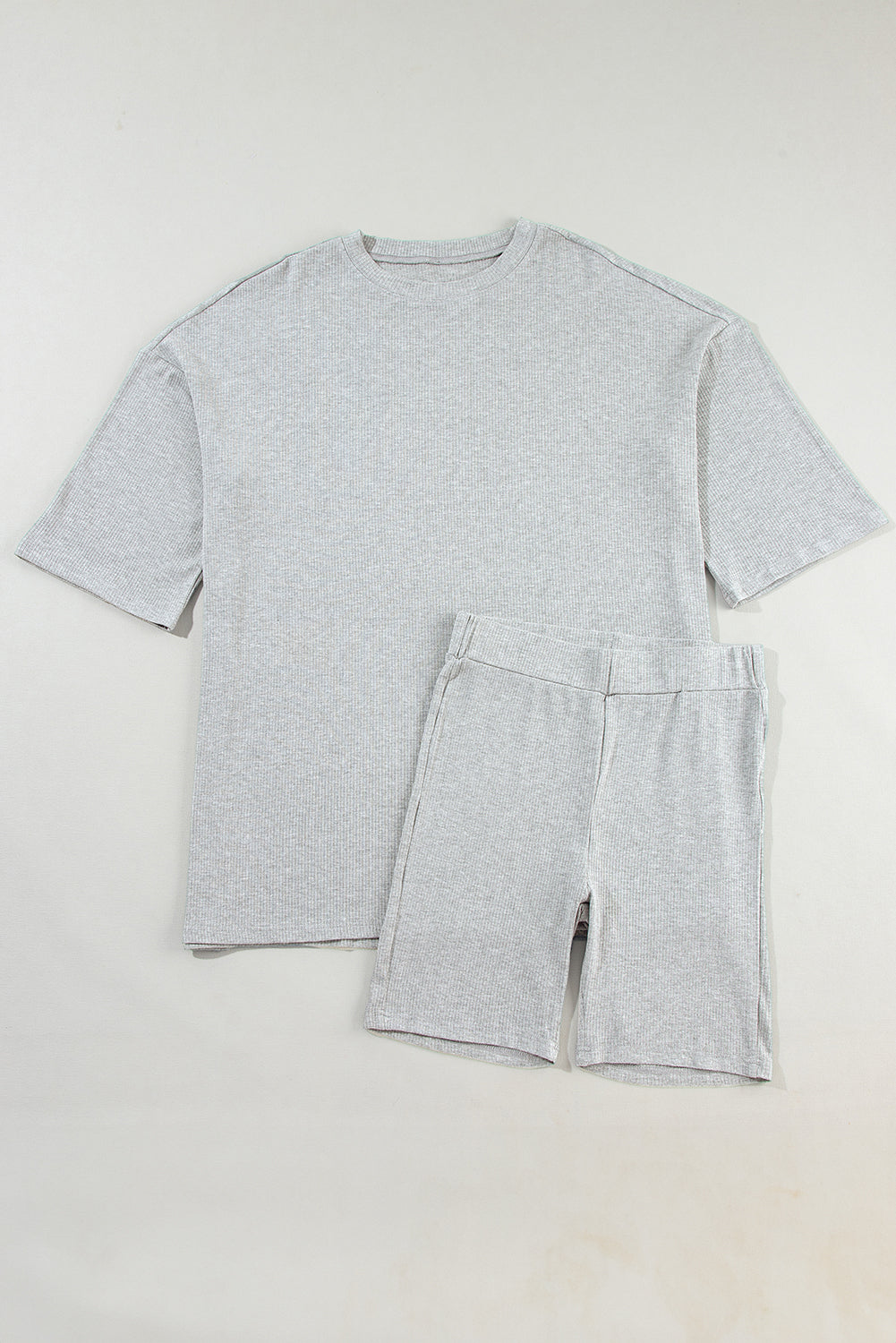 Ensemble tunique ample gris clair uni et short slim