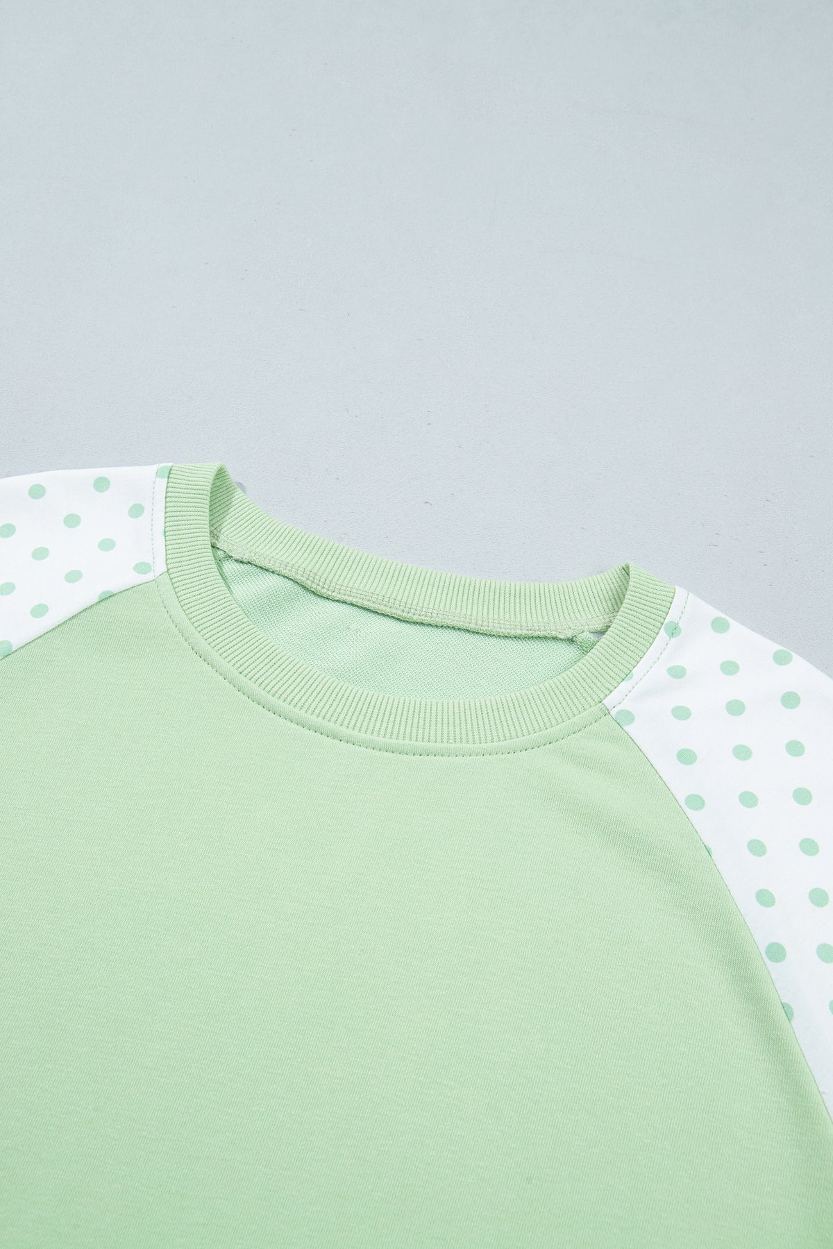 Green Polka Dot Patchwork Colorblock Long Sleeve Casual Two Piece Pants Set