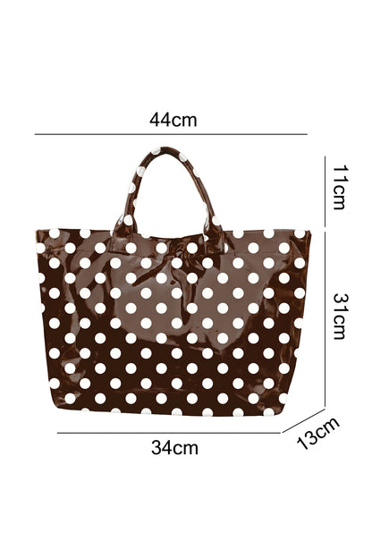 Color black Polka Dot Vinyl Glossy Tote Bag