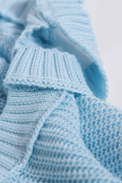 Suéter de punto acanalado con hombros descubiertos y cinturón cruzado sin espalda para mujer, informal, holgado, de manga larga, Color sólido, para invierno