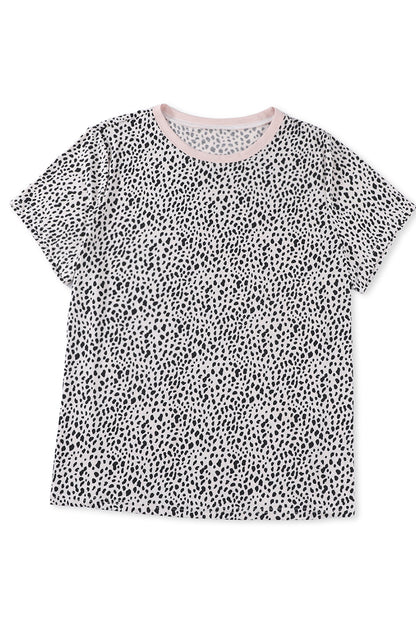 Cheetah Print O-neck Short Sleeve T Shirt