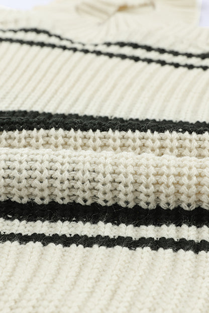 Pull en tricot rayé à épaules dénudées 