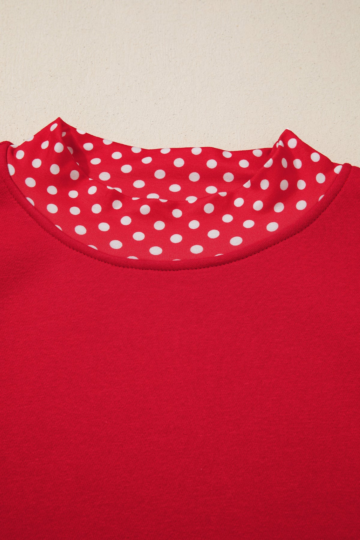 Red Polka Dot Patchwork Round Neck Plus Size Sweatshirt