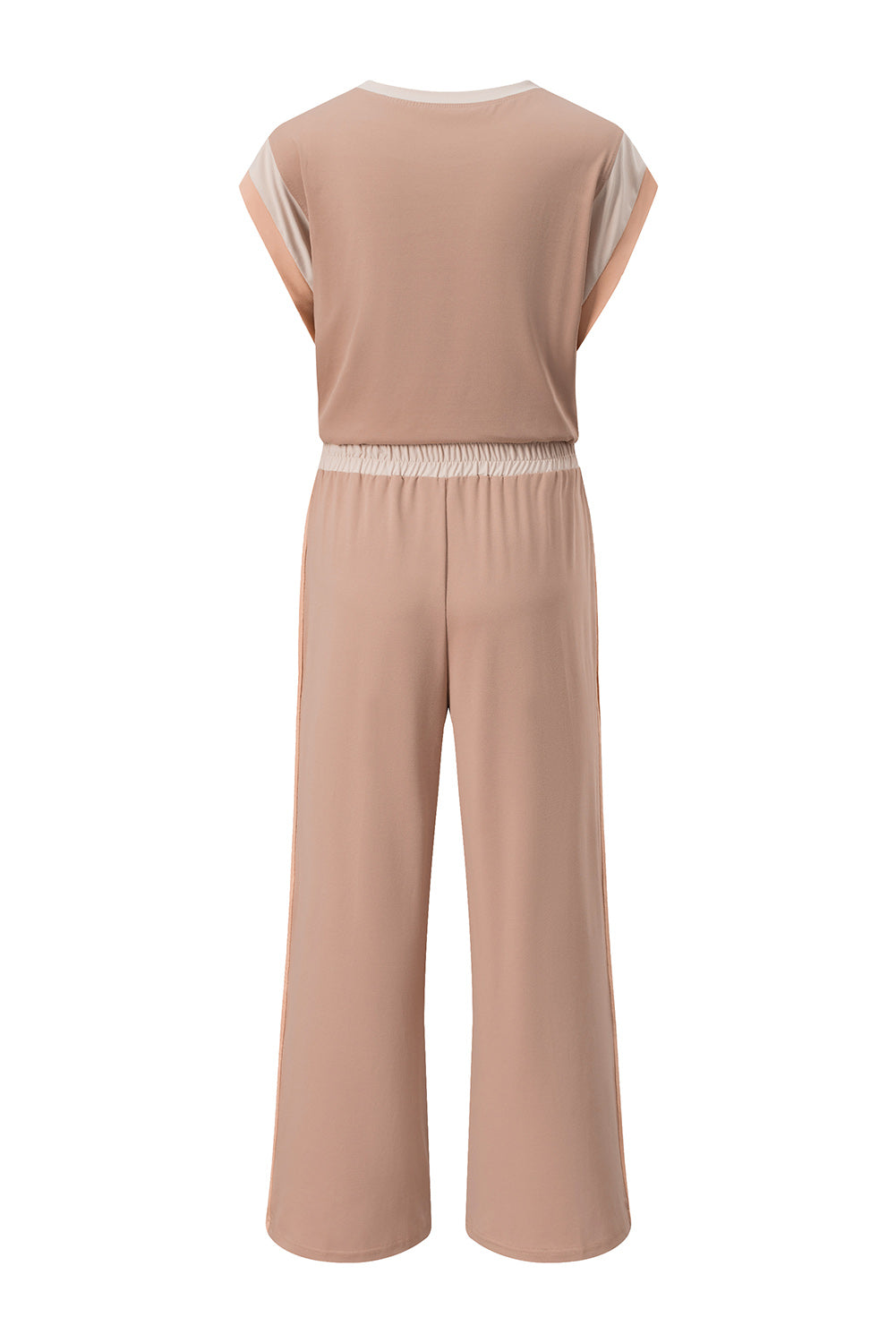 Smoke Gray Color Block Detail Casual Two-piece Set