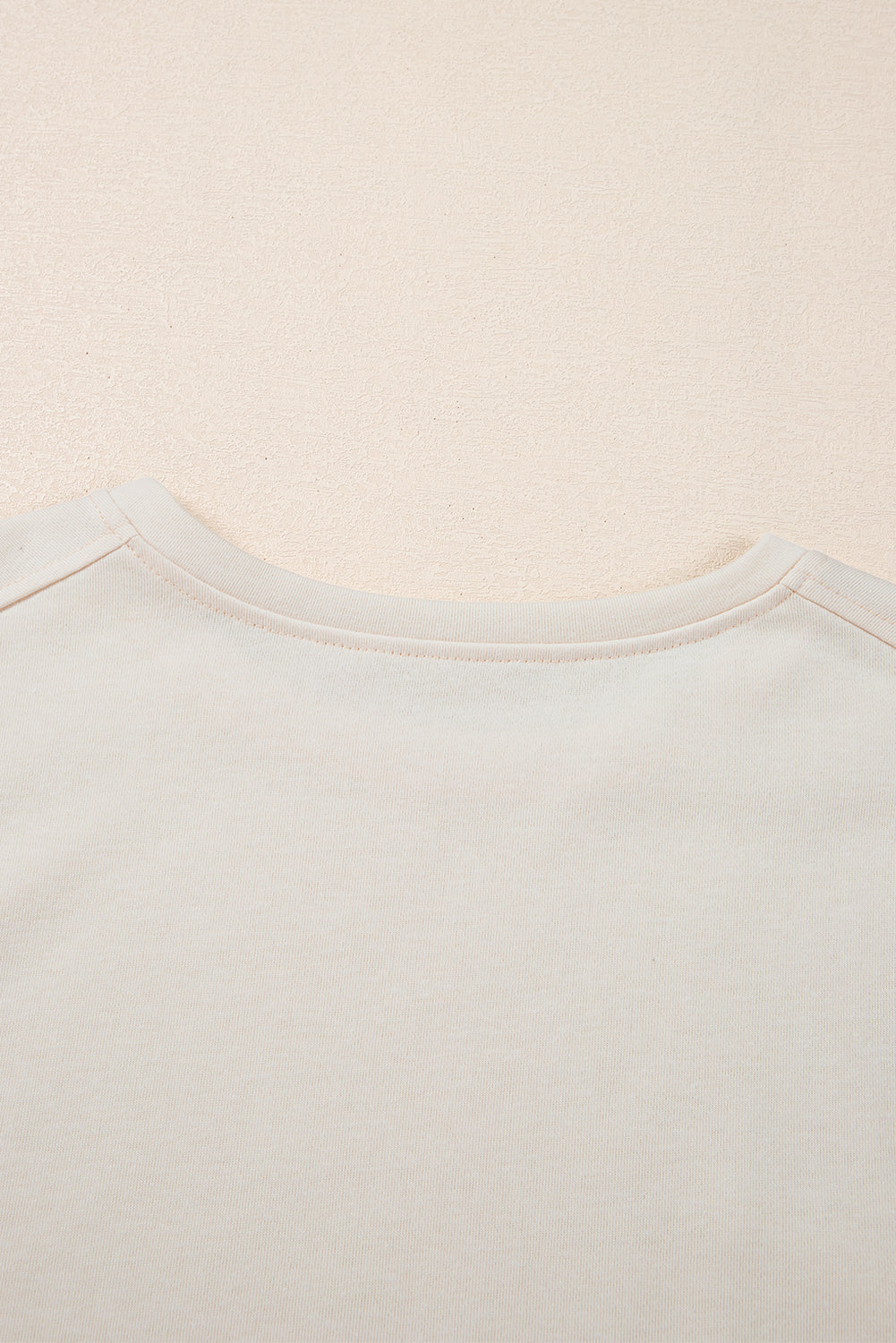 White Pearled Puff Sleeve Round Neck Loose Top