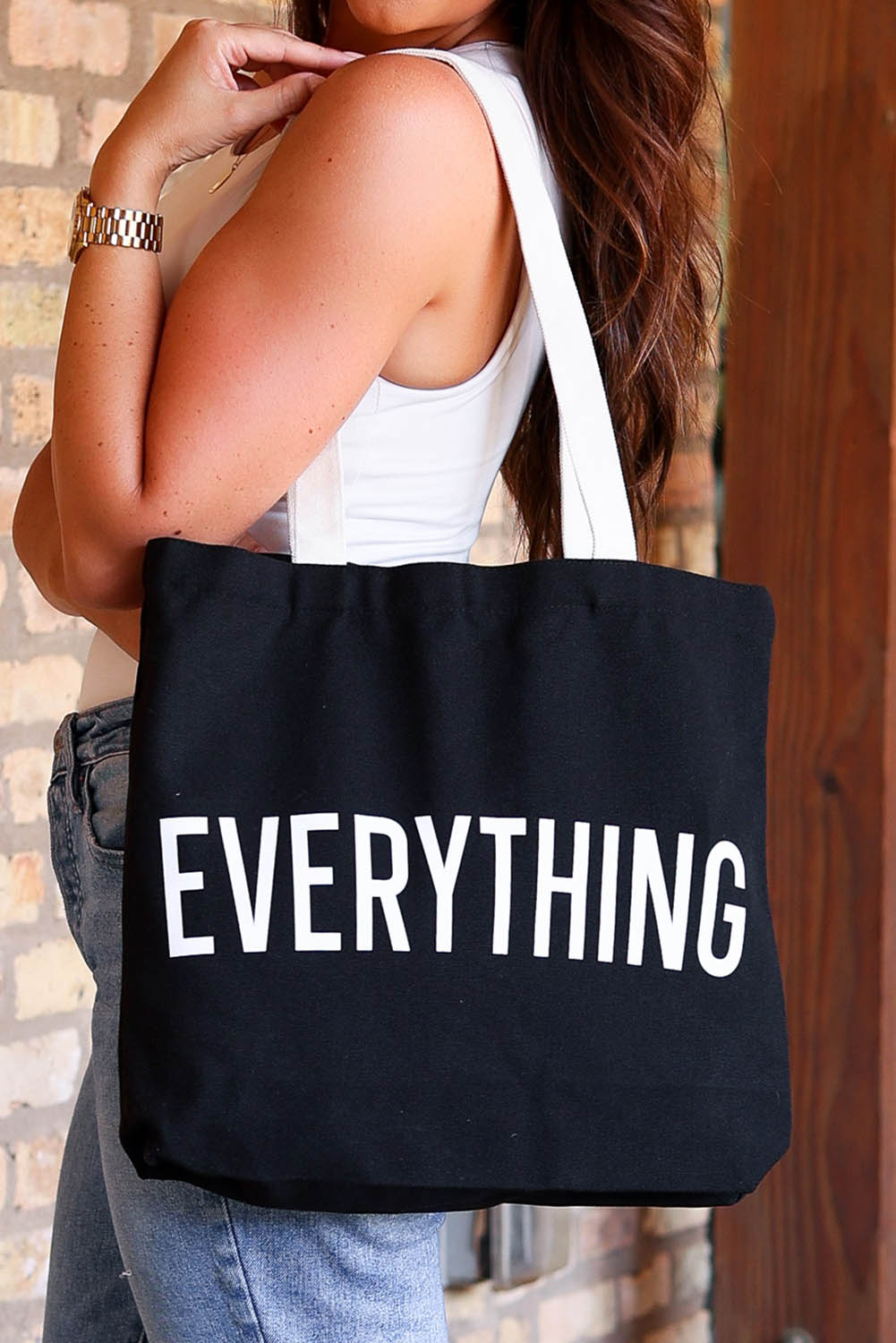 EVERYTHING Bolso Tote Grande con Estampado de Letras 42*8*37cm