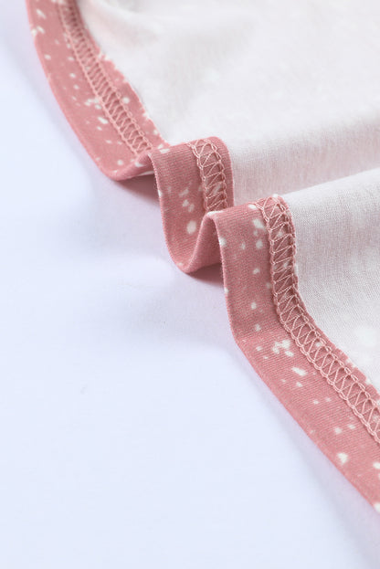 T-shirt graphique à imprimé léopard délavé « Love Always Heart »