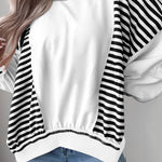 White Stripe Colorblock Patchwork Contrast Stitching Oversize Sweatshirt