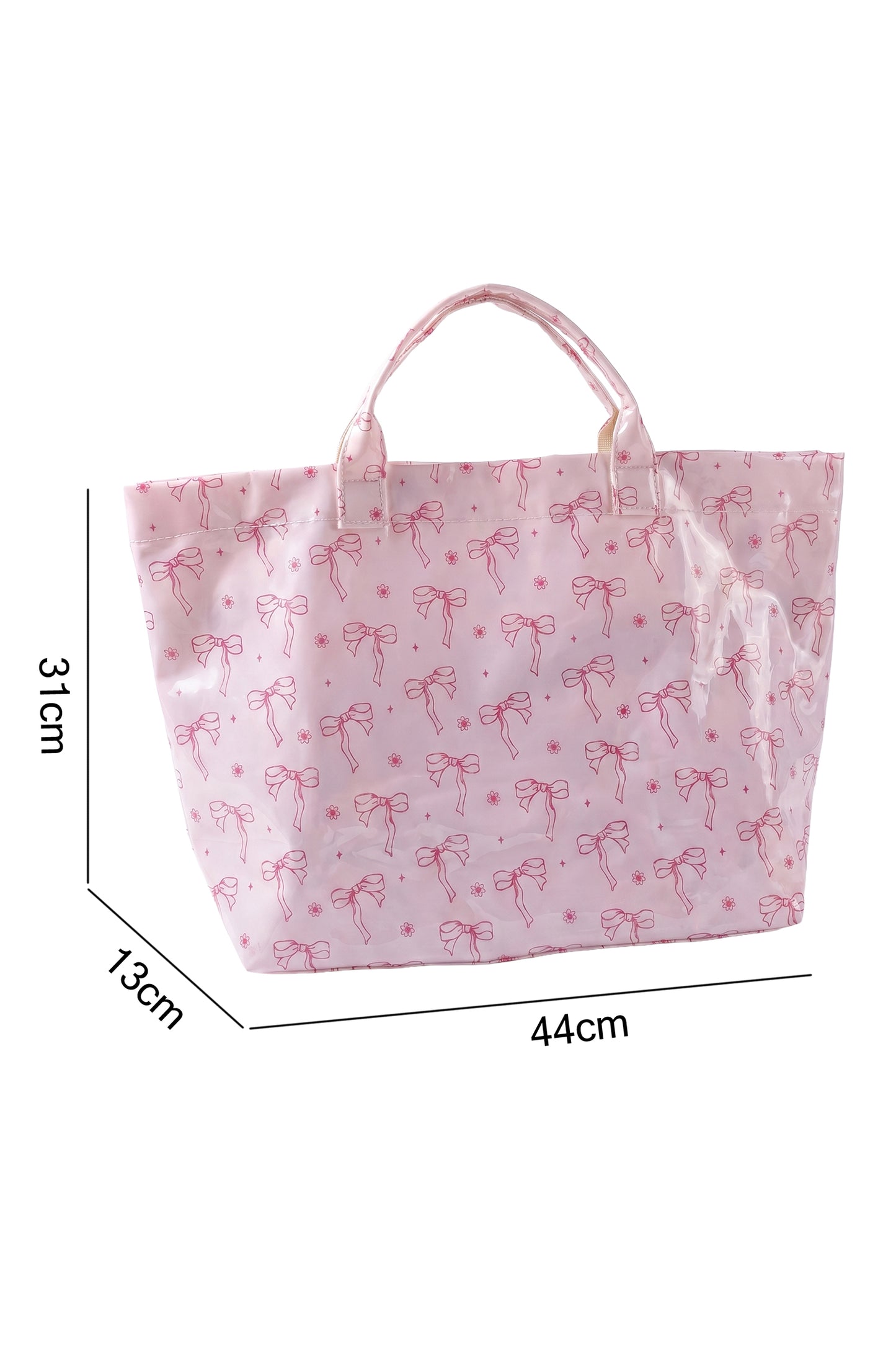 Pink Sweet Bow Flower Printed Sleek Vilnyl Tote Bag