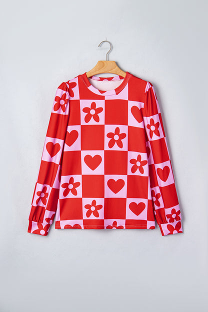 Red Dotted Heart Festive Valentine Blouse