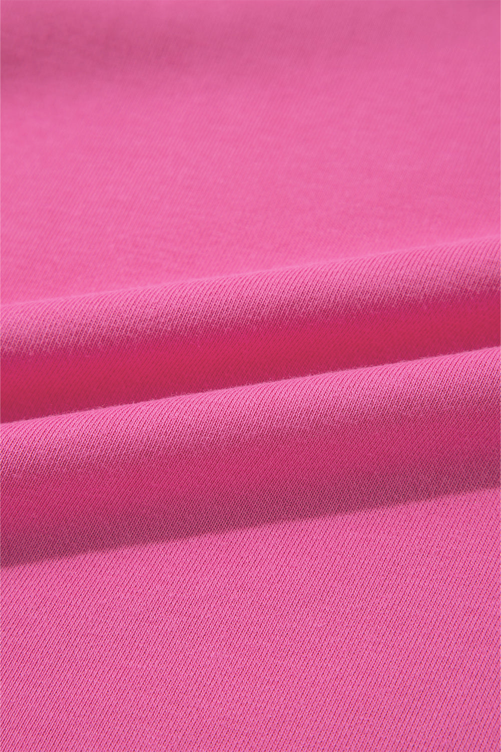 Bright Pink Textured Patchwork Round Neck Sweatshirt