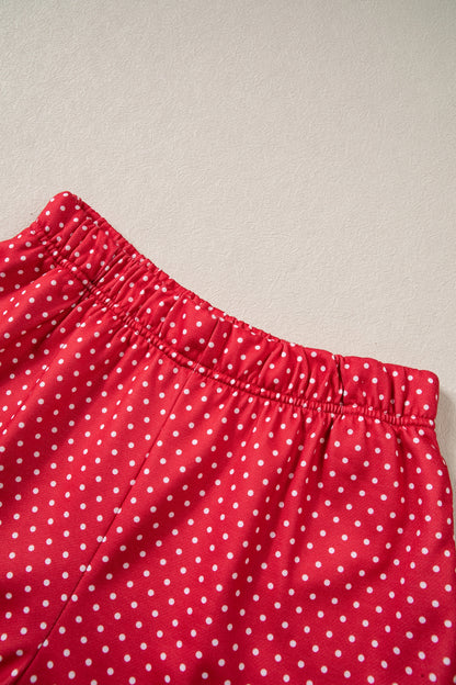 Red Plaid/ Polka Dot MERRY Holiday Long Sleeve Top and Shorts Set