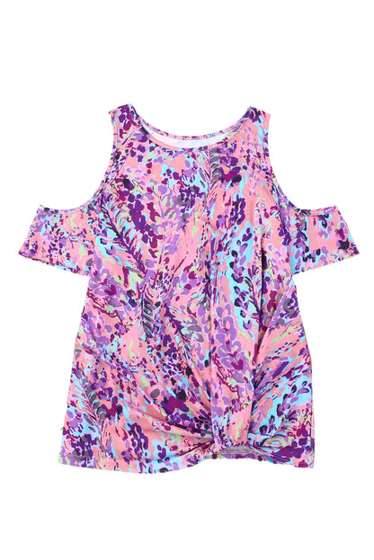 Blusa con hombros descubiertos y estampado floral de lavanda multicolor
