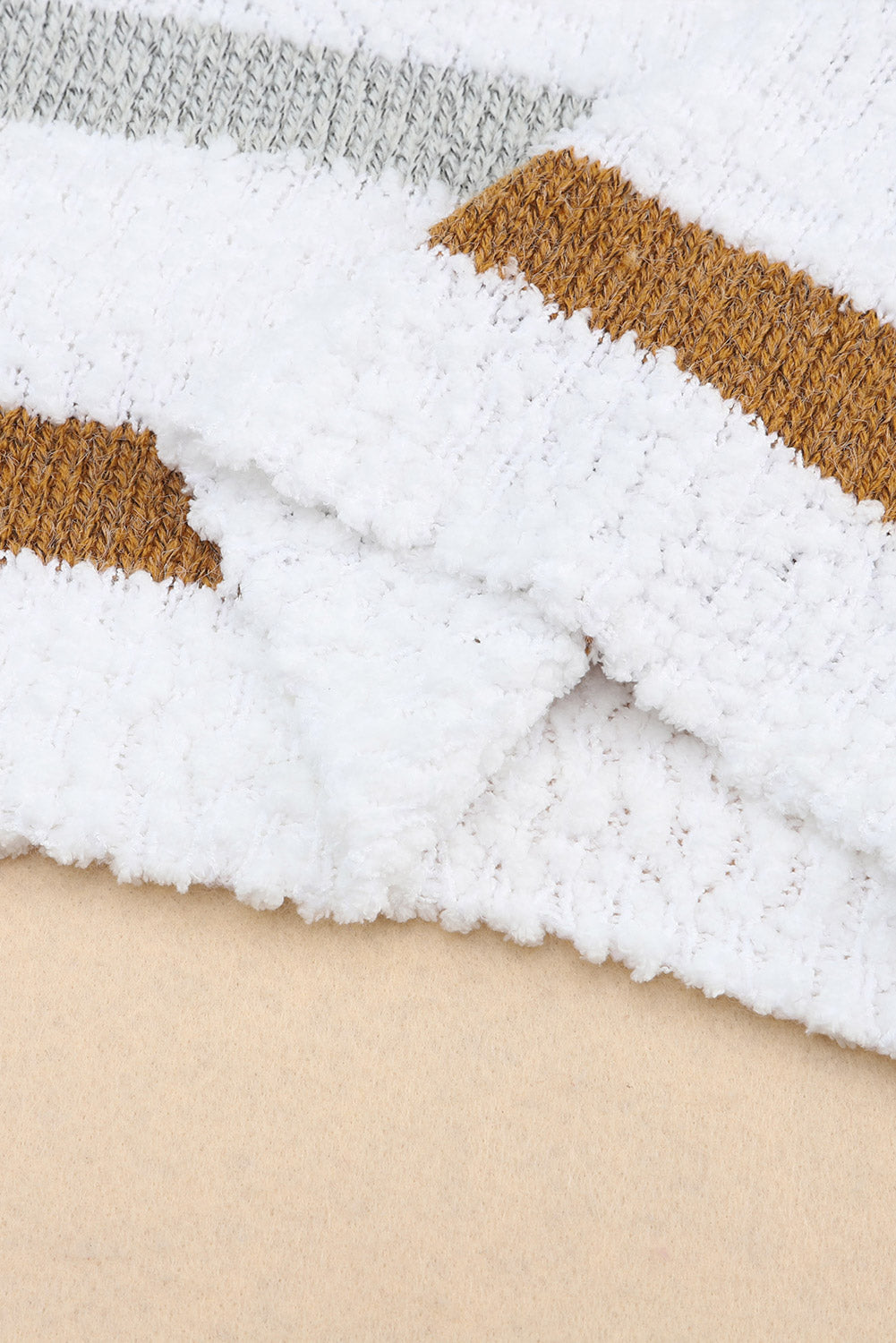 Pull rayé en maille popcorn 