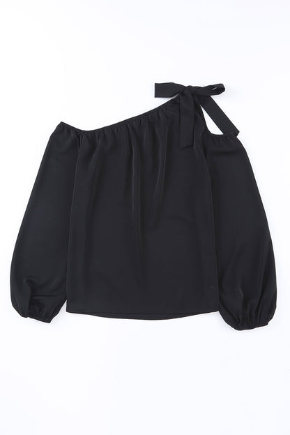 Blusa anudada asimétrica con hombros descubiertos