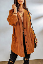 Button Front Pocketed Cable Knit Cardigan