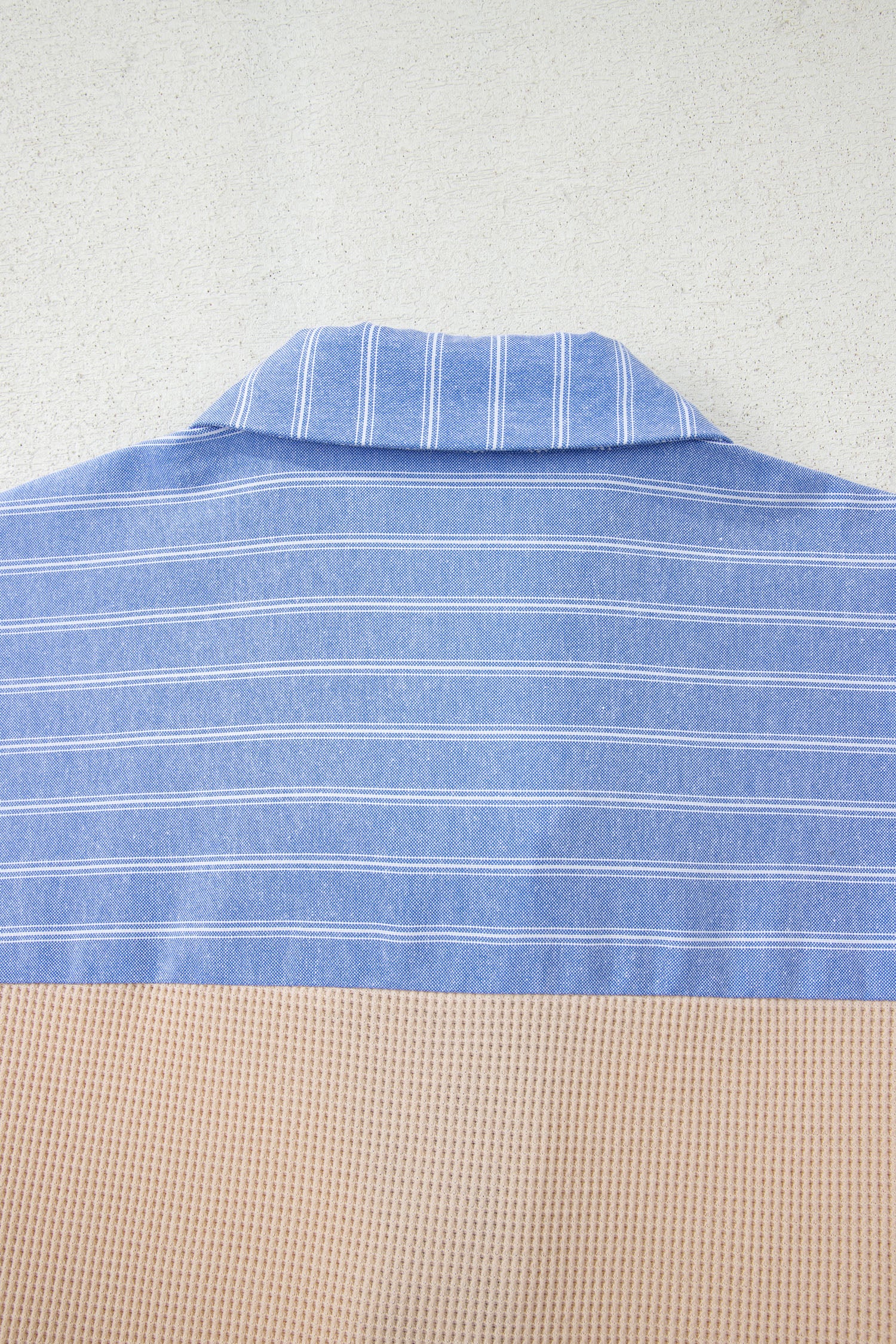 Parchment Plus Size Striped Contrast Trim Waffle Knit Collared Top