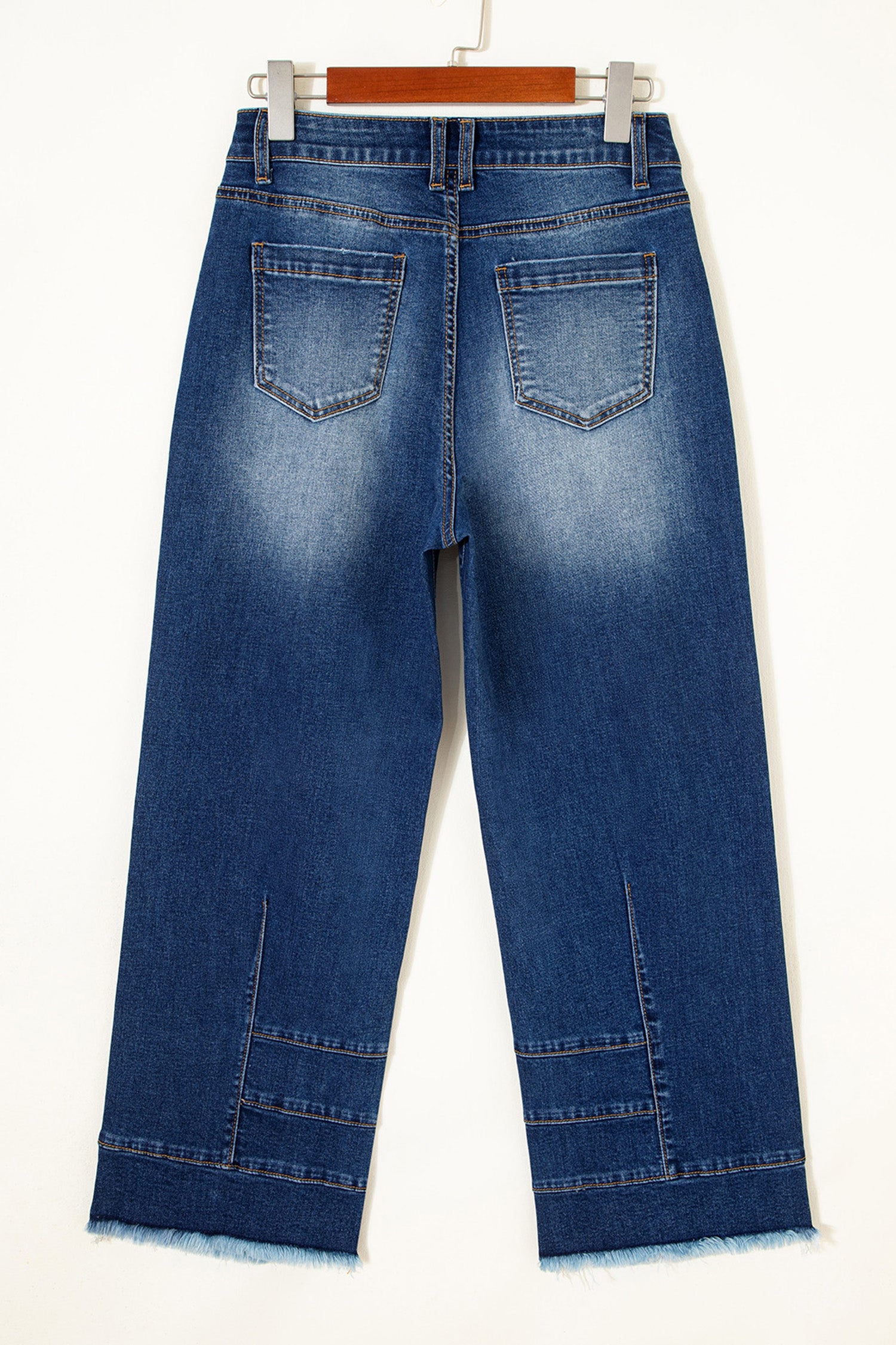 Sky Blue Chic Seam Detail Raw Hem Barrel Jeans