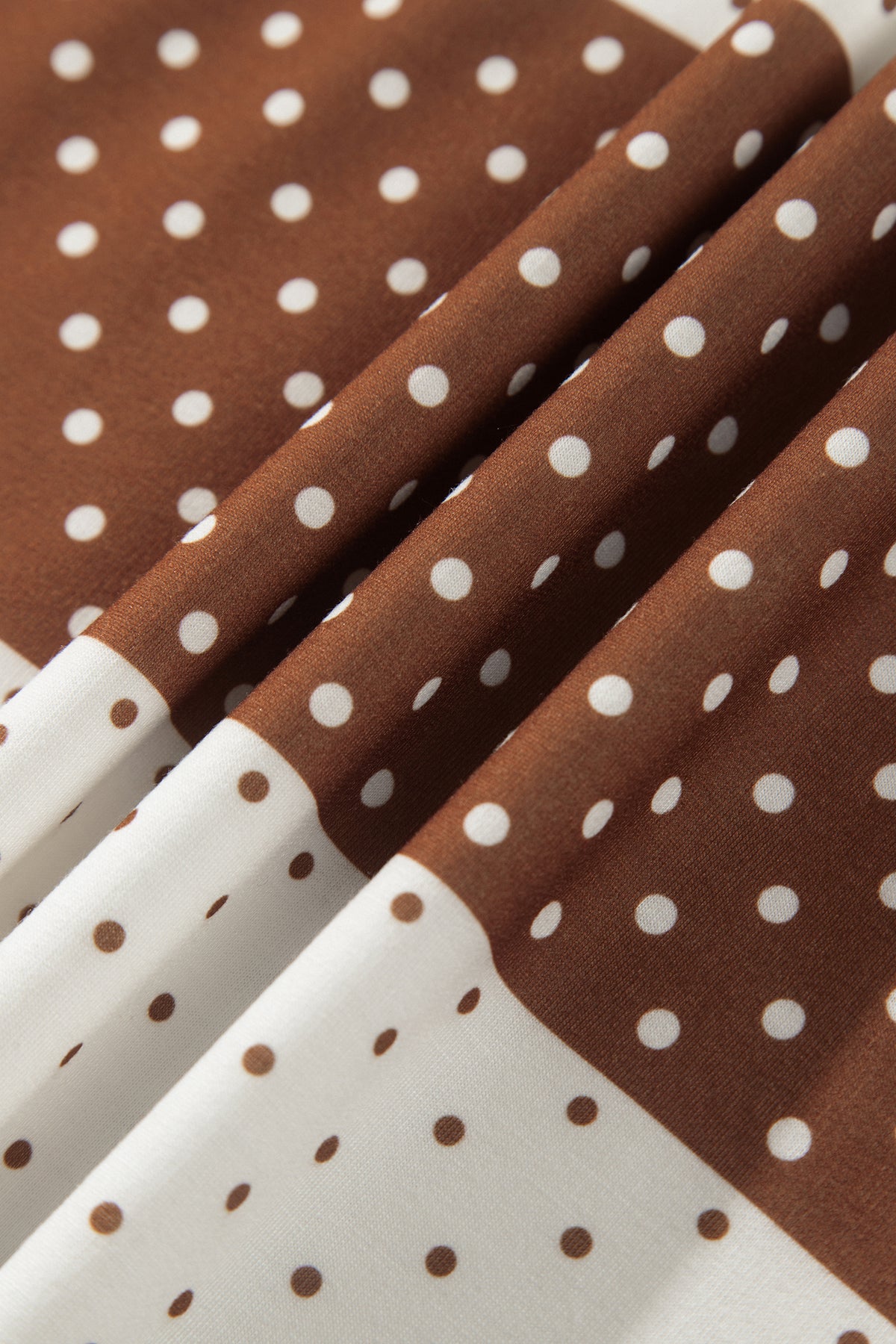 Brown Polka Dot Patchwork Colorblock Long Sleeve Top
