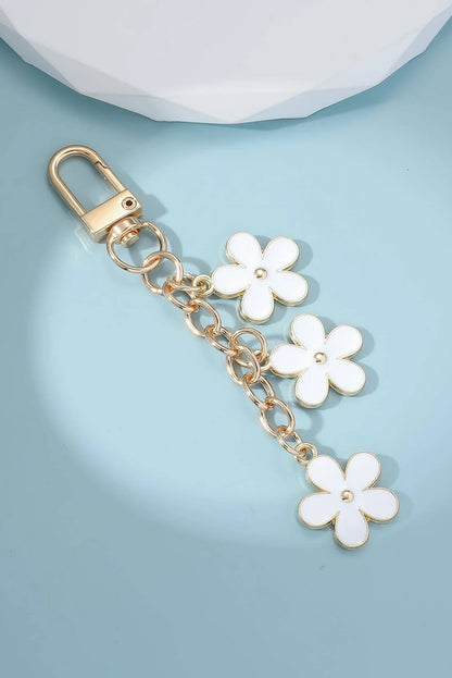Porte-clés décoratif en forme de fleur blanche mignonne