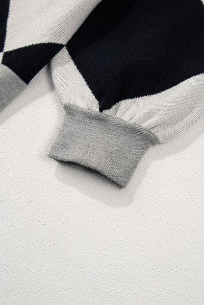 Cardigan ample boutonné à épaules tombantes et colorblock noir