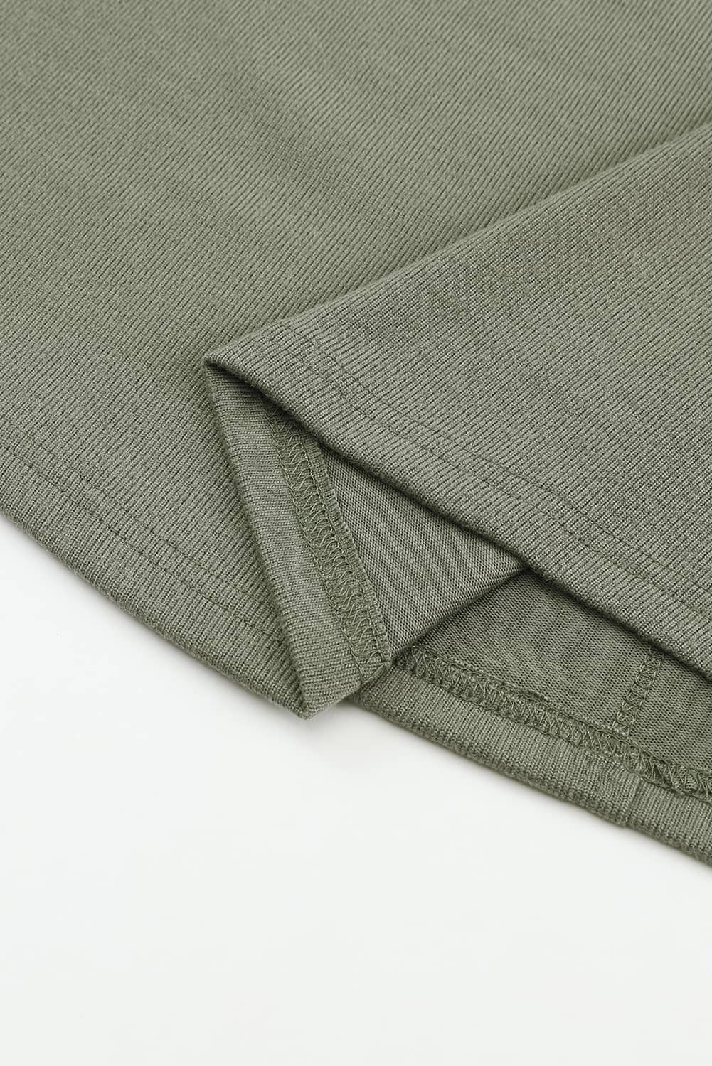 Top botones con cuello dividido patchwork retro manga larga verde