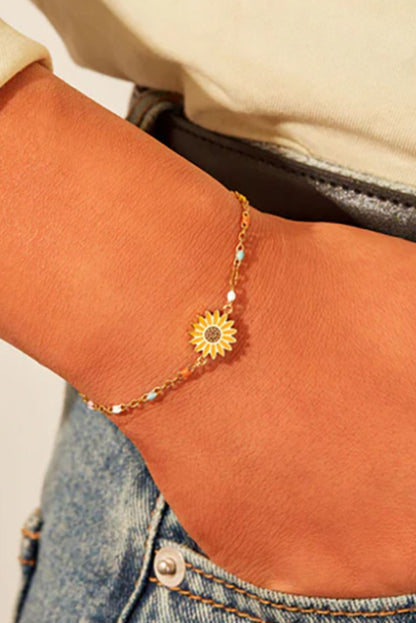 Pulsera de cuentas de colores de girasol