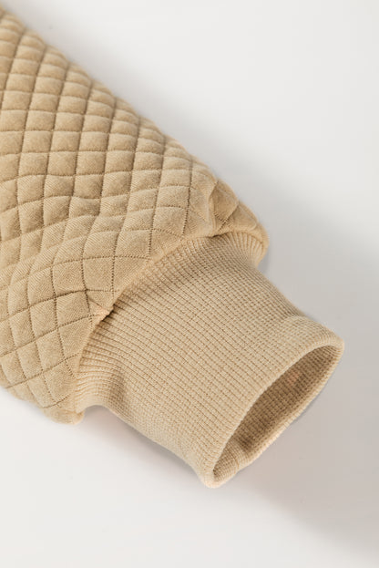 Veste à col de baseball texturée géométrique unie kaki pâle