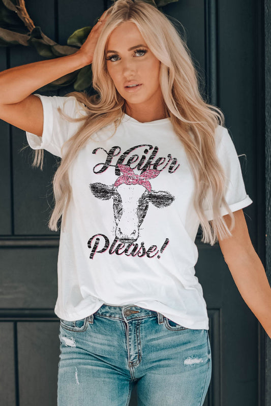 Camiseta con estampado gráfico lindo de Heifer Please