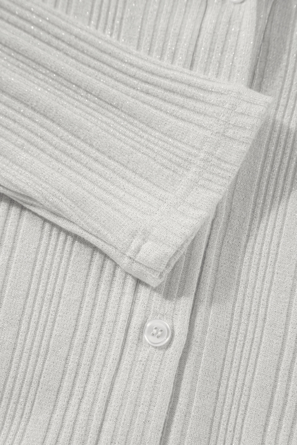 Cardigan tunique boutonné côtelé blanc uni