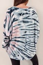 Jersey recto de manga larga con cuello redondo y efecto tie-dye azul cielo 
